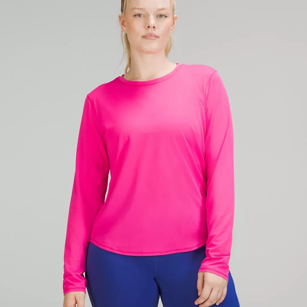 lululemon High Neck Running & Training Long Sleeve Shirt, Sonic Pink, Size 10.